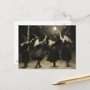 Carte Postale Les sorcières se rassemblent dans la forêt éclairé