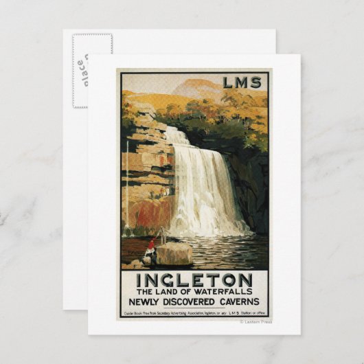 Carte Postale Les spectateurs montent sur la cascade d'eau (Devant / Derrière)