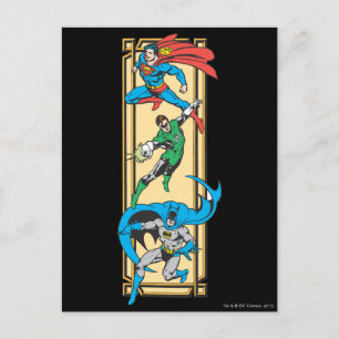 Carte Postale Les superhéros en action