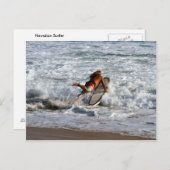 Carte Postale Les Surfeurs Hawaïens Se Plongent Dans (Devant / Derrière)