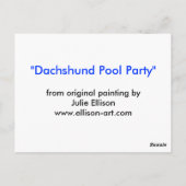 Carte Postale Les teckels font une fête au bord de la piscine (Dos)