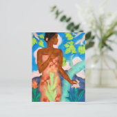 Carte Postale Les teintes de l'île et la femme polynésienne (Debout devant)