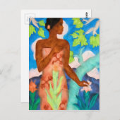 Carte Postale Les teintes de l'île et la femme polynésienne (Devant / Derrière)