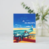 Carte Postale Les touristes sont prêts à voler vers l'Europe, vo (Debout devant)
