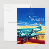 Carte Postale Les touristes sont prêts à voler vers l'Europe, vo (Devant / Derrière)