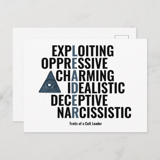 Carte Postale Les traits d'un leader de culte (Devant / Derrière)