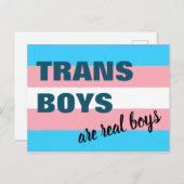 Carte Postale Les trans sont de vrais garçons Drapeau Transgenre (Devant / Derrière)