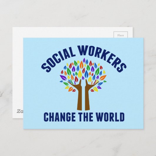 Carte Postale Les travailleurs sociaux changent l'inspiration mo (Devant / Derrière)