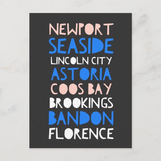Carte Postale Les villes côtières de l'Oregon (Devant)