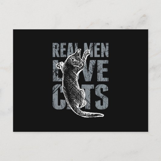Carte Postale Les vrais hommes adorent les chats en style détend (Devant)