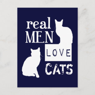 Carte Postale Les vrais hommes aiment les chats