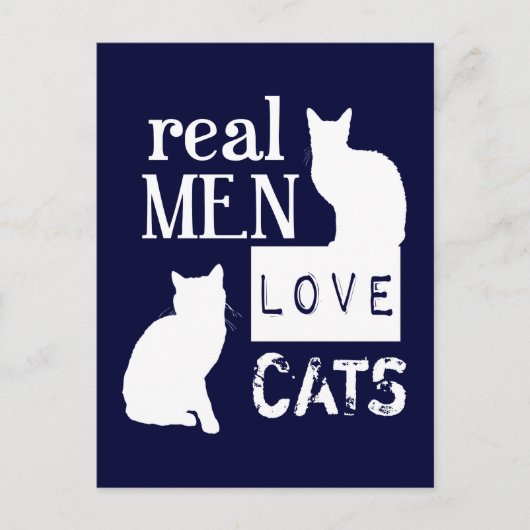 Carte Postale Les vrais hommes aiment les chats (Devant)