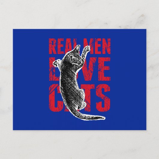 Carte Postale Les vrais hommes aiment les chats (Devant)