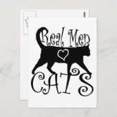 Carte Postale Les vrais hommes aiment les chats en design élégan (Devant / Derrière)