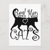 Carte Postale Les vrais hommes aiment les chats en design élégan (Devant)