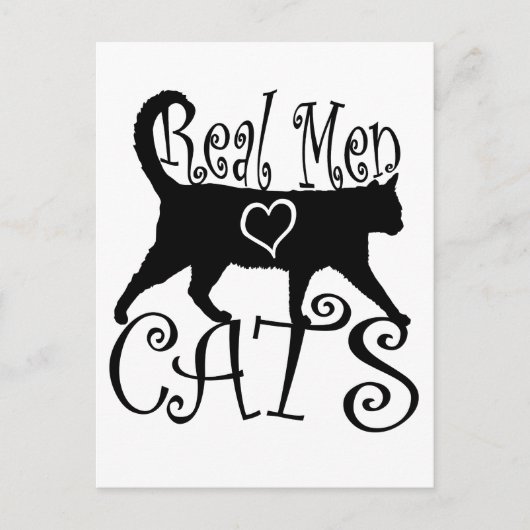 Carte Postale Les vrais hommes aiment les chats en design élégan (Devant)