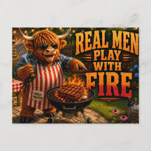 Carte Postale Les vrais hommes jouent avec le feu