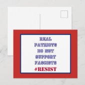 Carte Postale Les vrais Patriotes ne soutiennent pas les fascist (Devant / Derrière)