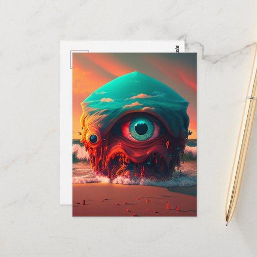 Carte Postale Les yeux sanglants (Devant/Arrière en situation)