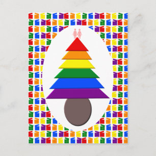 Carte Postale Lesbiennes Arbre de Noël arc-en-ciel et présents