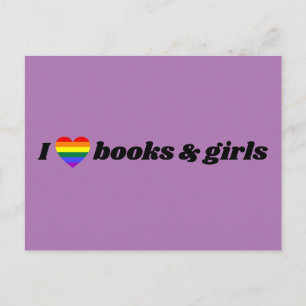 Carte Postale Lesbiennes LGBT I Love Livres et Filles