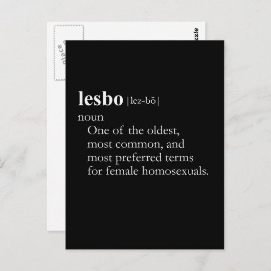 Carte Postale LESBO (définition) (Devant / Derrière)