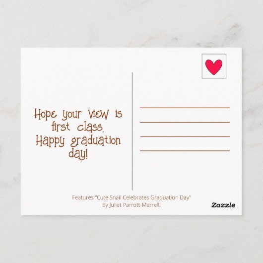 Carte Postale L'Escargot mignon L'A INSTALLÉ À La Fin De La Grad (Dos)