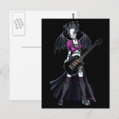 Carte Postale "Leslie" Black Beauty Guitar Rocker Fairy (Devant / Derrière)