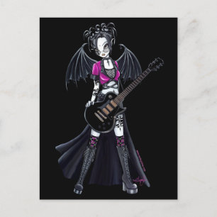 Carte Postale "Leslie" Black Beauty Guitar Rocker Fairy