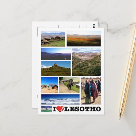 Carte Postale Lesotho - J'aime - (Devant/Arrière en situation)