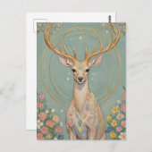 Carte Postale L'Esprit Doux : Un Cerf Pastel (Devant / Derrière)