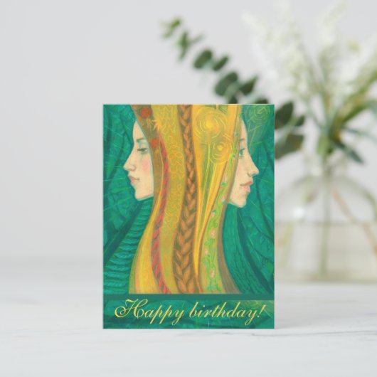 Carte Postale L'été, art fantastique de forêt, vœux d'anniversai (Debout devant)