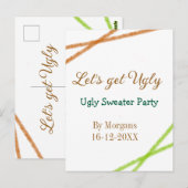 Carte Postale Let's get ugly Christmas ugly sweater Partyorange  (Devant / Derrière)