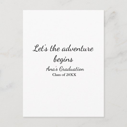 Carte Postale lets the adventure begins graduation class of 20XX (Devant)