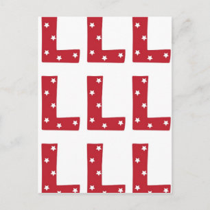 Carte Postale Letter L - White Stars on Dark Red