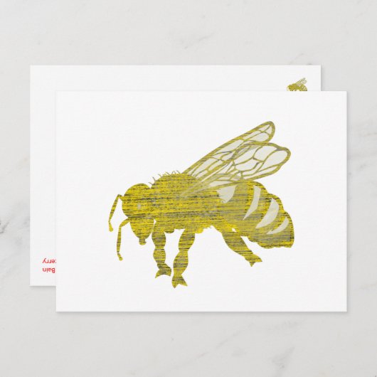Carte Postale Letterpress Bee (Devant / Derrière)