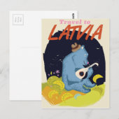 Carte Postale Letton Dessin vintage affiche de voyage (Devant / Derrière)