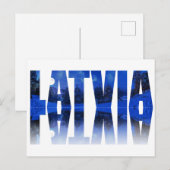 Carte Postale Lettonie hiver nuit texte avec réflexion (Devant / Derrière)