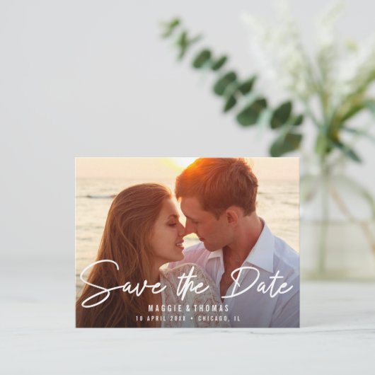 Carte Postale lettrage texte mariage enregistrer la date (Debout devant)