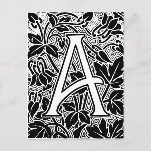 Carte Postale Lettre A Monogramme Botanique Vintage Arts & Craft (Devant)
