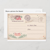 Carte Postale Lettre à Père Noël (Devant / Derrière)