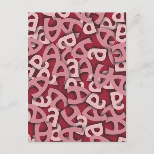 Carte Postale Lettre A rose (Devant)