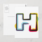 Carte Postale Lettre Abstraite et colorée H (Devant / Derrière)