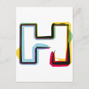 Carte Postale Lettre Abstraite et colorée H