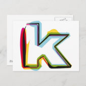 Carte Postale Lettre Abstraite et colorée k (Devant / Derrière)