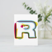 Carte Postale Lettre Abstraite et colorée R (Debout devant)