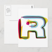 Carte Postale Lettre Abstraite et colorée R (Devant / Derrière)
