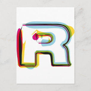 Carte Postale Lettre Abstraite et colorée R