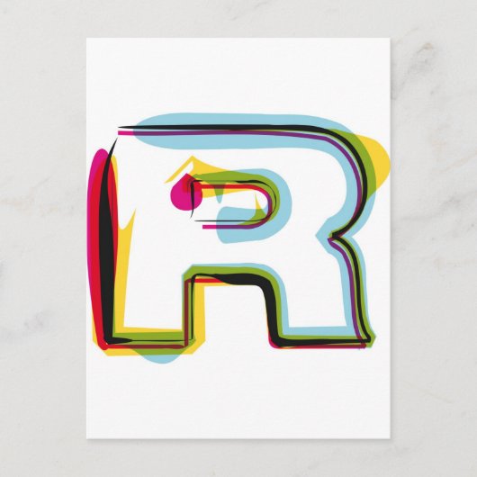 Carte Postale Lettre Abstraite et colorée R (Devant)