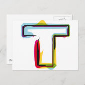 Carte Postale Lettre Abstraite et colorée T (Devant / Derrière)